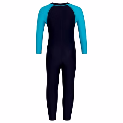 Speedo Color Block All in 1 Suit-TRUE NAVY-8Y-3