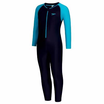 Speedo Color Block All in 1 Suit-TRUE NAVY-8Y-5