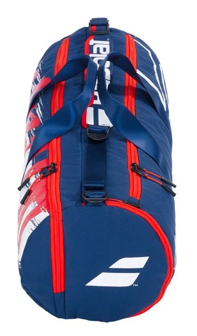 BABOLAT DUFFLE RACK BADMINTON BAG: Versatile Badminton Bag with Racket, Apparel, and Shoe Compartments for On and Off the Court-BLUE /WHITE /RED-3