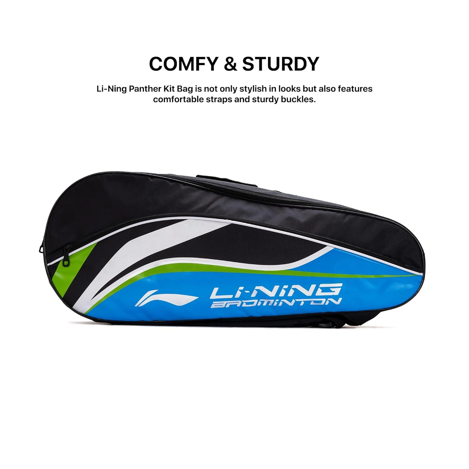 Li-Ning Panther Double Zipper Polyester Badminton Kit Bag-BLACK-6