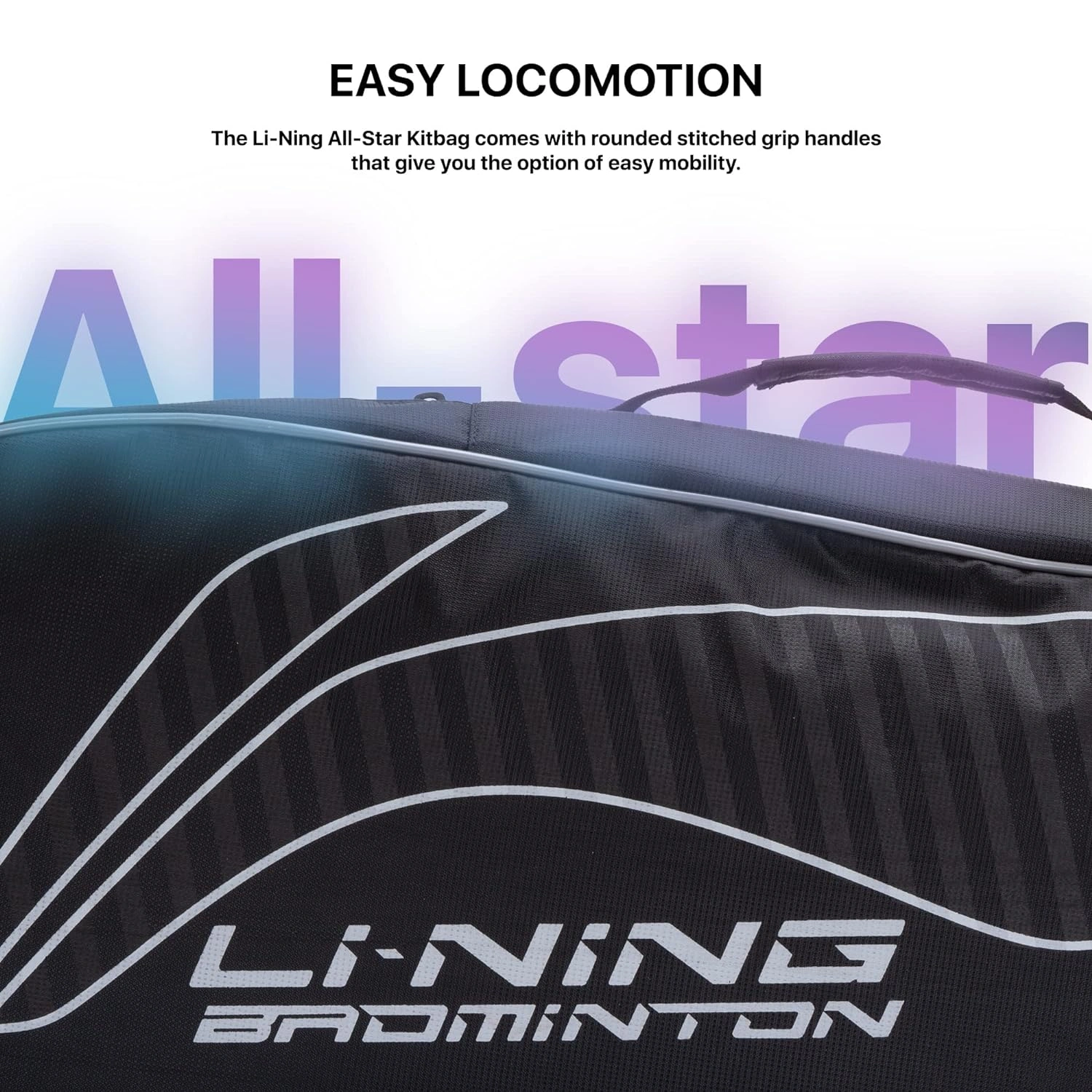 Li-Ning All Star Single Zip Badminton Polyester Kit Bag-BLACK-5