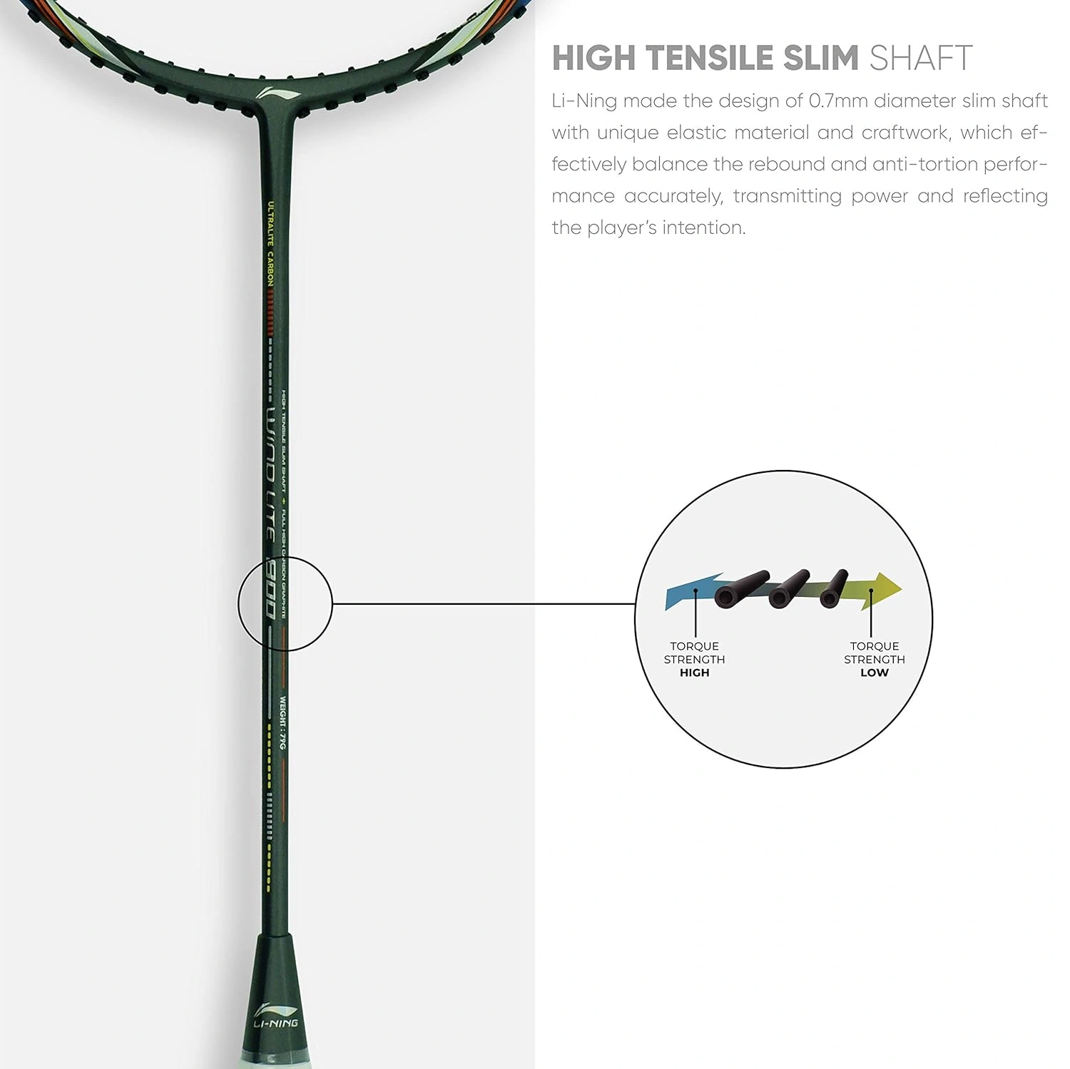 LI-NING Wind Lite 800 Unstrung Badminton Racquet-DARK GREY- BLUE-FS-2