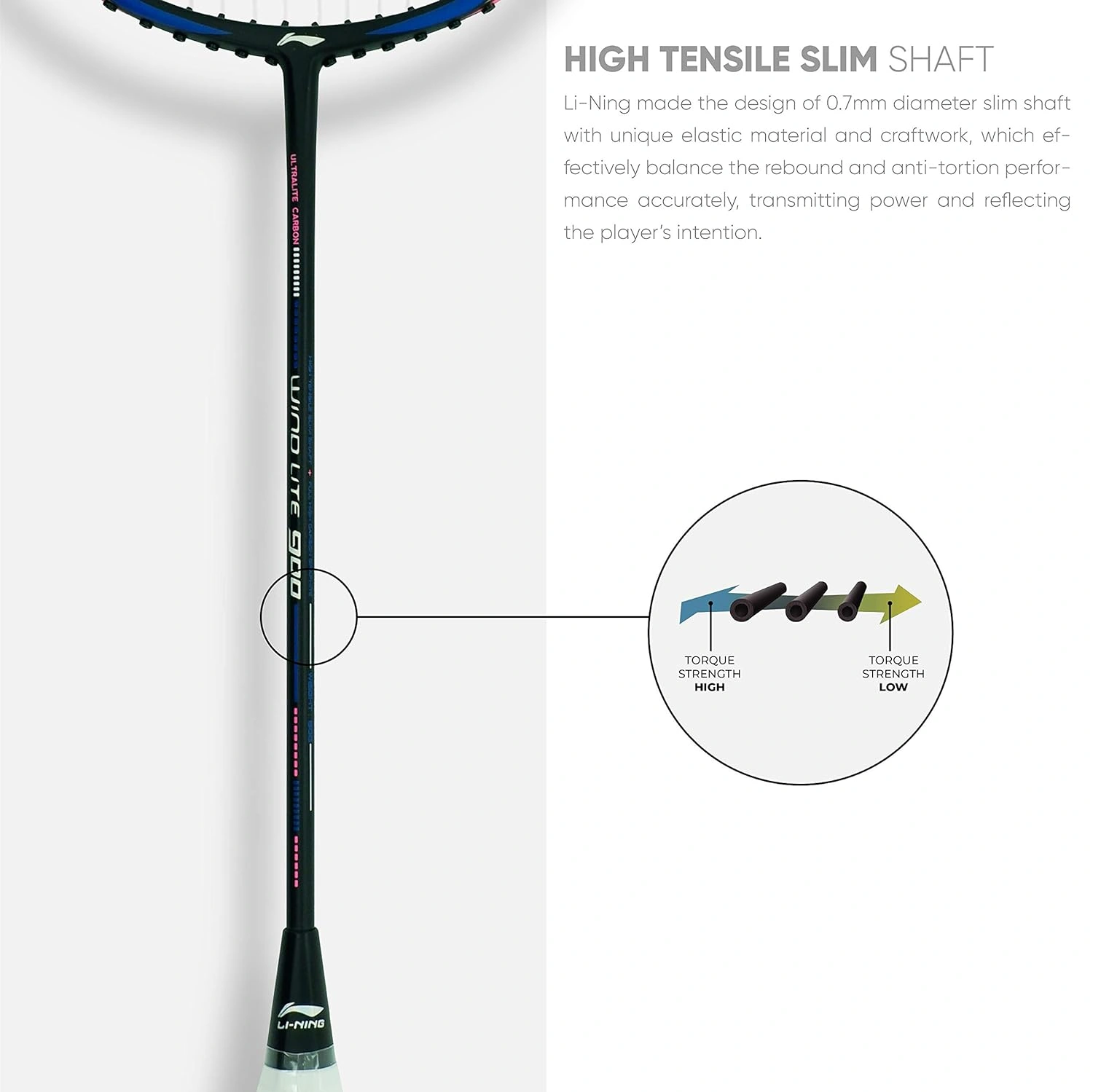 LI-NING Wind Lite 900 Strung Badminton Racket-BLACK/GOLD-FS-2