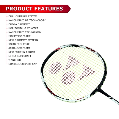 YONEX Graphite Duora Z Strike Professional Badminton Racquet-BLACK / WHITE-1