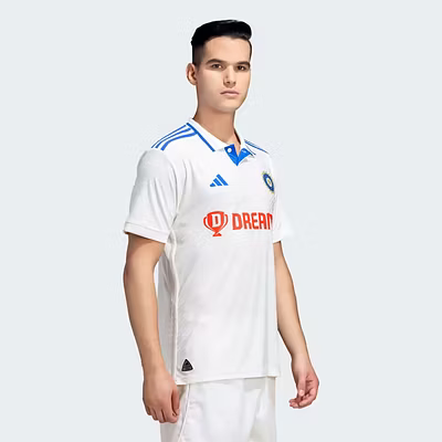 Adidas Men's India Cricket Test Match Jersey: Authentic Performance Wear for the Dedicated Cricket Fan-OFF WHITE-M-5