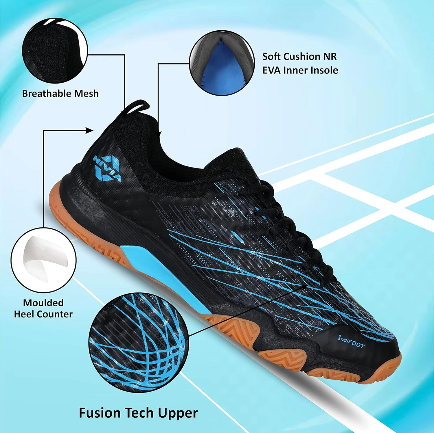 Nivia Powerstrike 3.0 Badminton Shoes-10-BLACK/BLUE-5