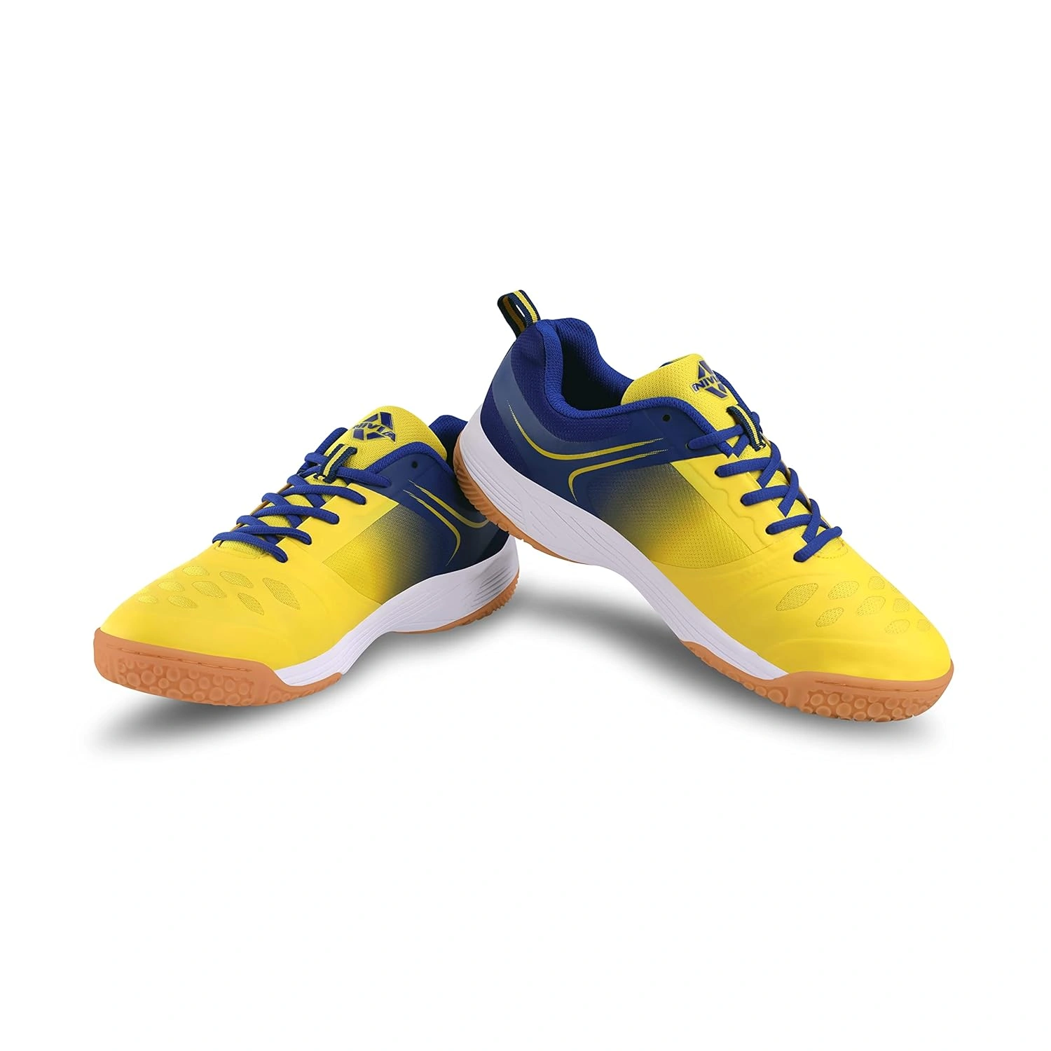 Nivia Hy-court 2.0 Badminton Shoes For Mens-YELL/ BLUE-10-5