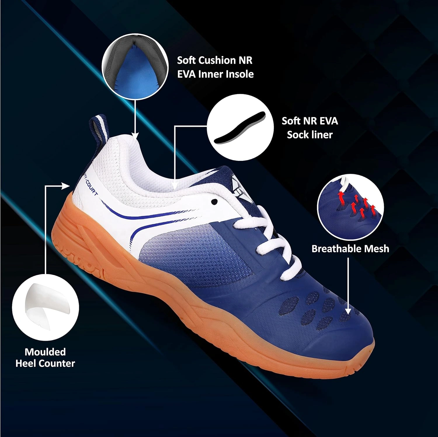 Nivia Hy-Court 2.0 Kids Badminton Shoes-BLUE WHITE-1-2