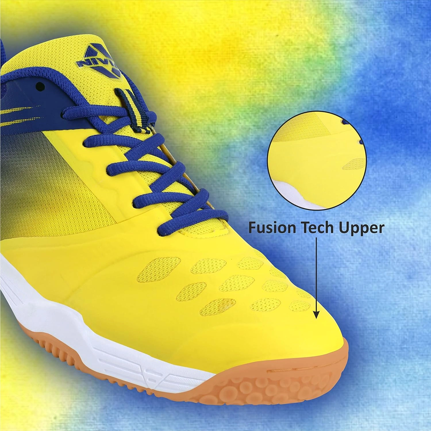 Nivia Hy-Court 2.0 Kids Badminton Shoes-YELLOW RBLUE-1-5