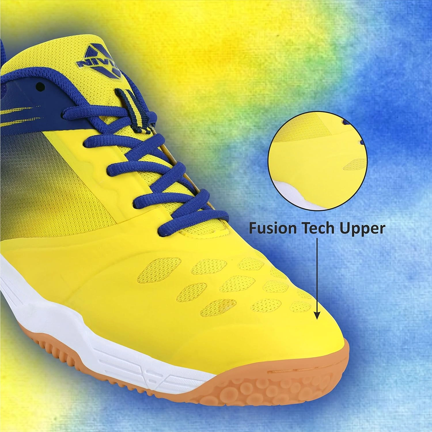 Nivia Hy-Court 2.0 Kids Badminton Shoes-YELLOW RBLUE-S12-3