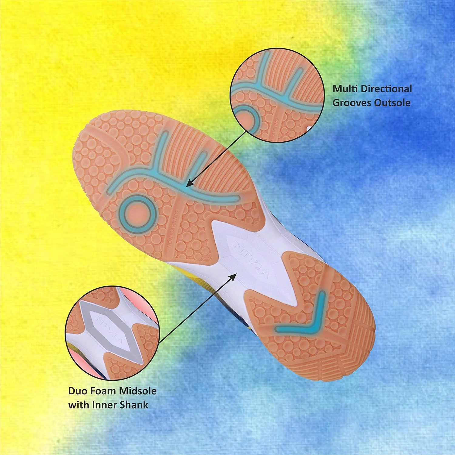 Nivia Hy-Court 2.0 Kids Badminton Shoes-YELLOW RBLUE-S12-4