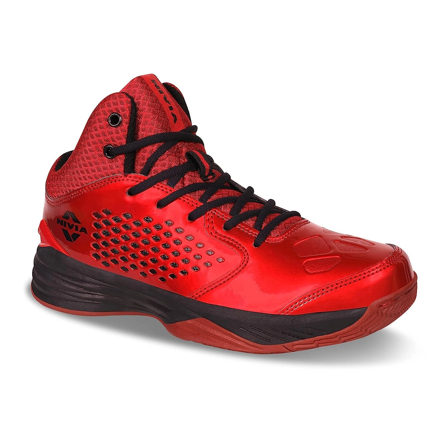 Nivia Mens Warrior-i Basketball Shoe-RED BLACK-10-2