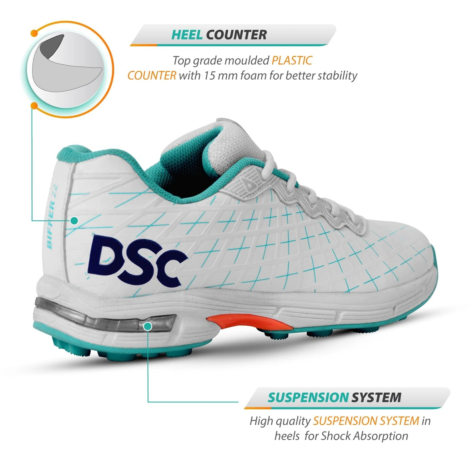 DSC Biffer 22 Cricket Shoes for Men: Comfortable and Stylish Athletic Shoes with Advanced Technology for Superior Performance-CY23-10-2