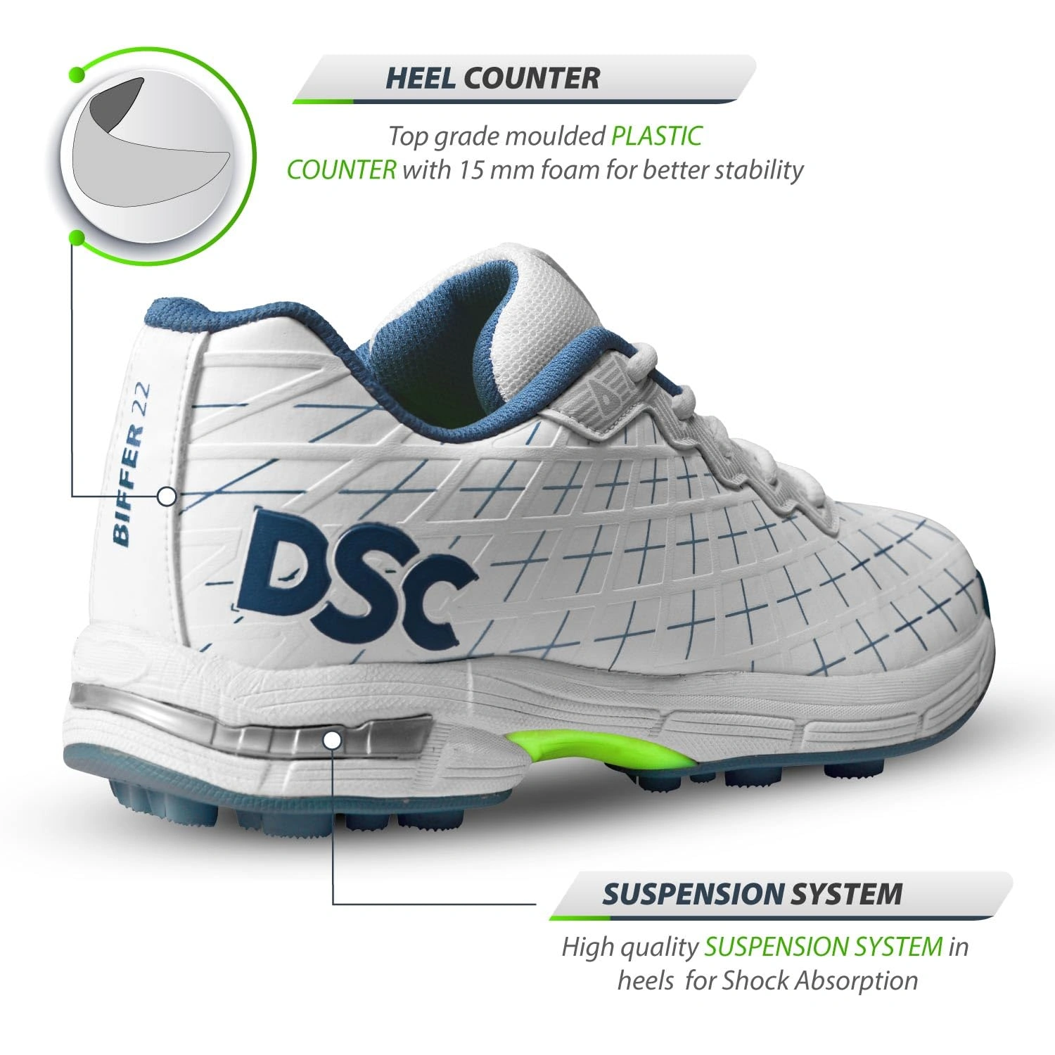 DSC Biffer 22 Cricket Shoes for Men: Comfortable and Stylish Athletic Shoes with Advanced Technology for Superior Performance-9-GR23-2