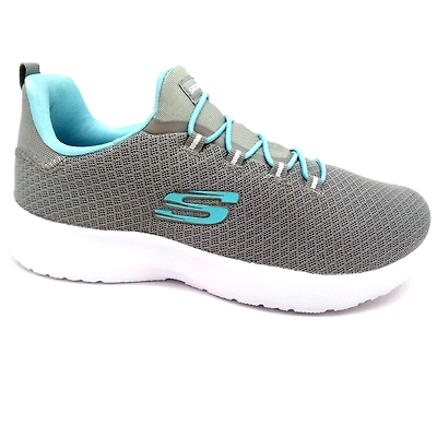 Skechers Dynamight Womens Slip On Sports Shoes-GREY LIGHT BLUE-6-3