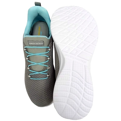 Skechers Dynamight Womens Slip On Sports Shoes-GREY LIGHT BLUE-6-5