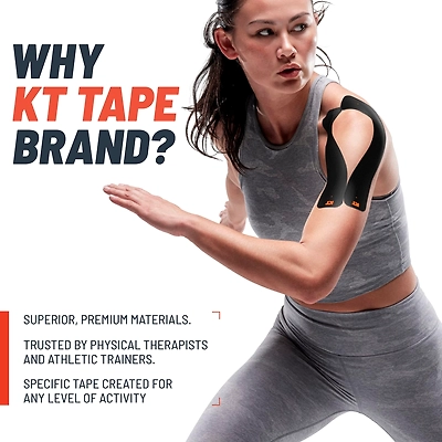 KT Tape Kinesiology Tape, Original Cotton Elastic Therapeutic Tape-BLACK-3