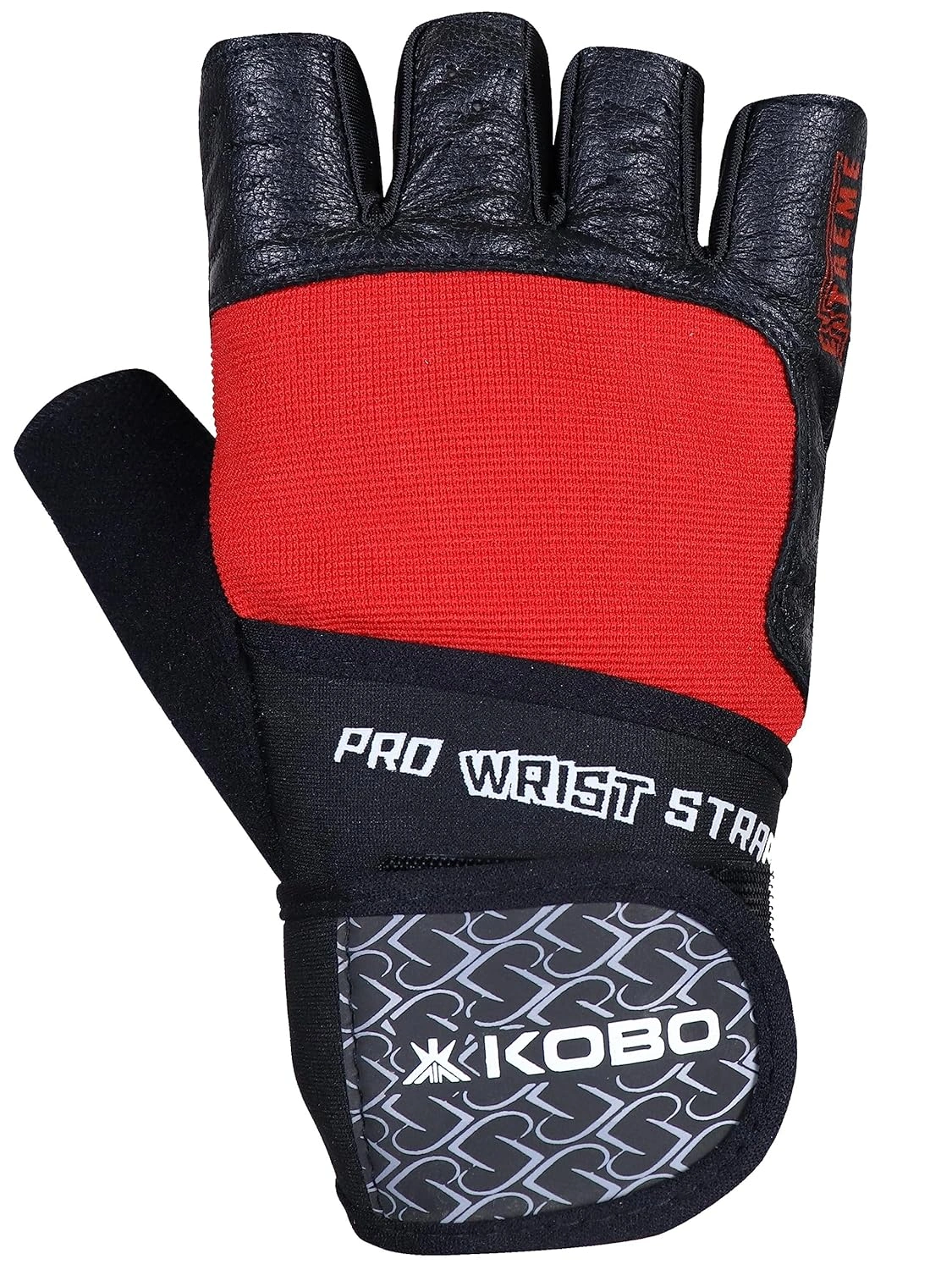 Kobo WTG-56 Gym Gloves with Wrist Support -BLACK / RED-L-3