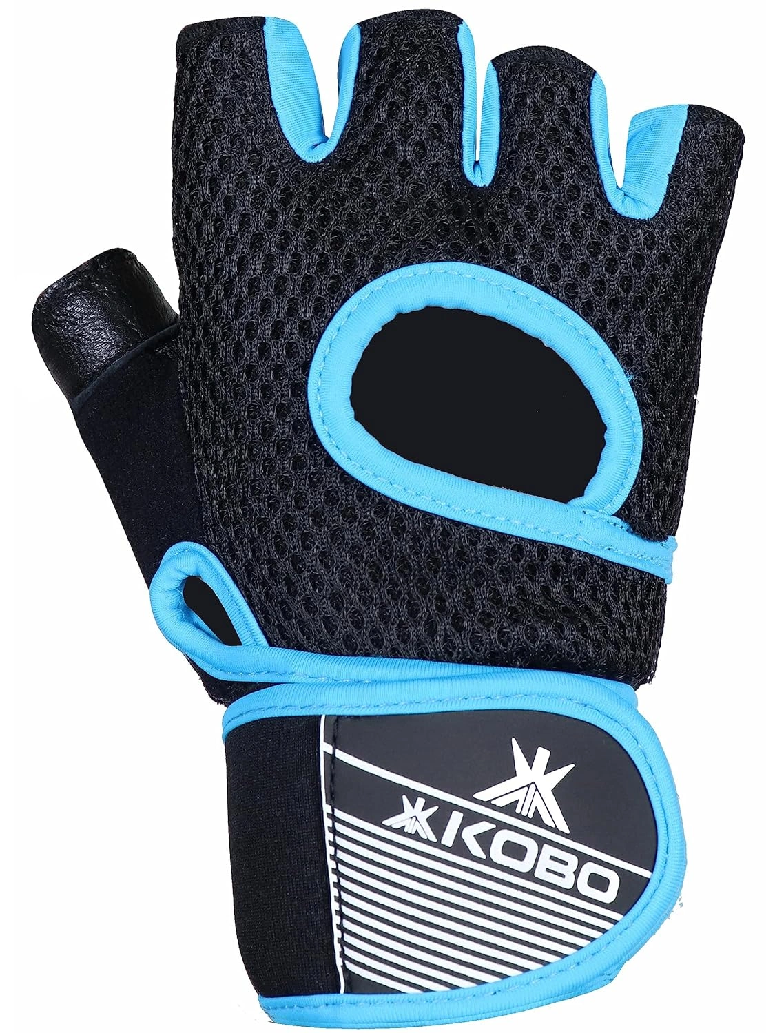 Kobo WTG-57 Gym Gloves with Wrist Support -BLACK-SKY-L-2