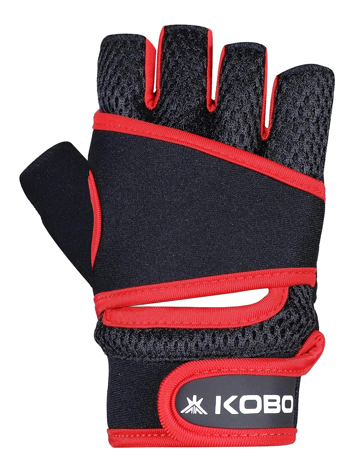 Kobo WTG-63 Gym Gloves with Wrist Support -BLACK / RED-L-2