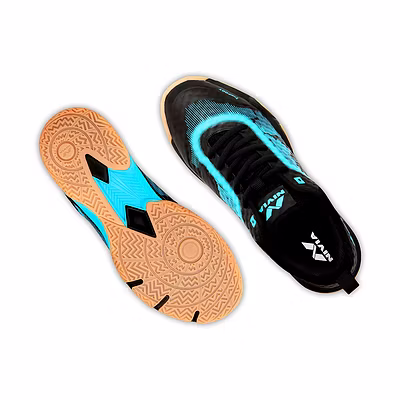 Nivia Powerstrike 2.0 Badminton Shoes-BLACK/SKY BLUE-BLACK/SKY BLUE-3-3-5
