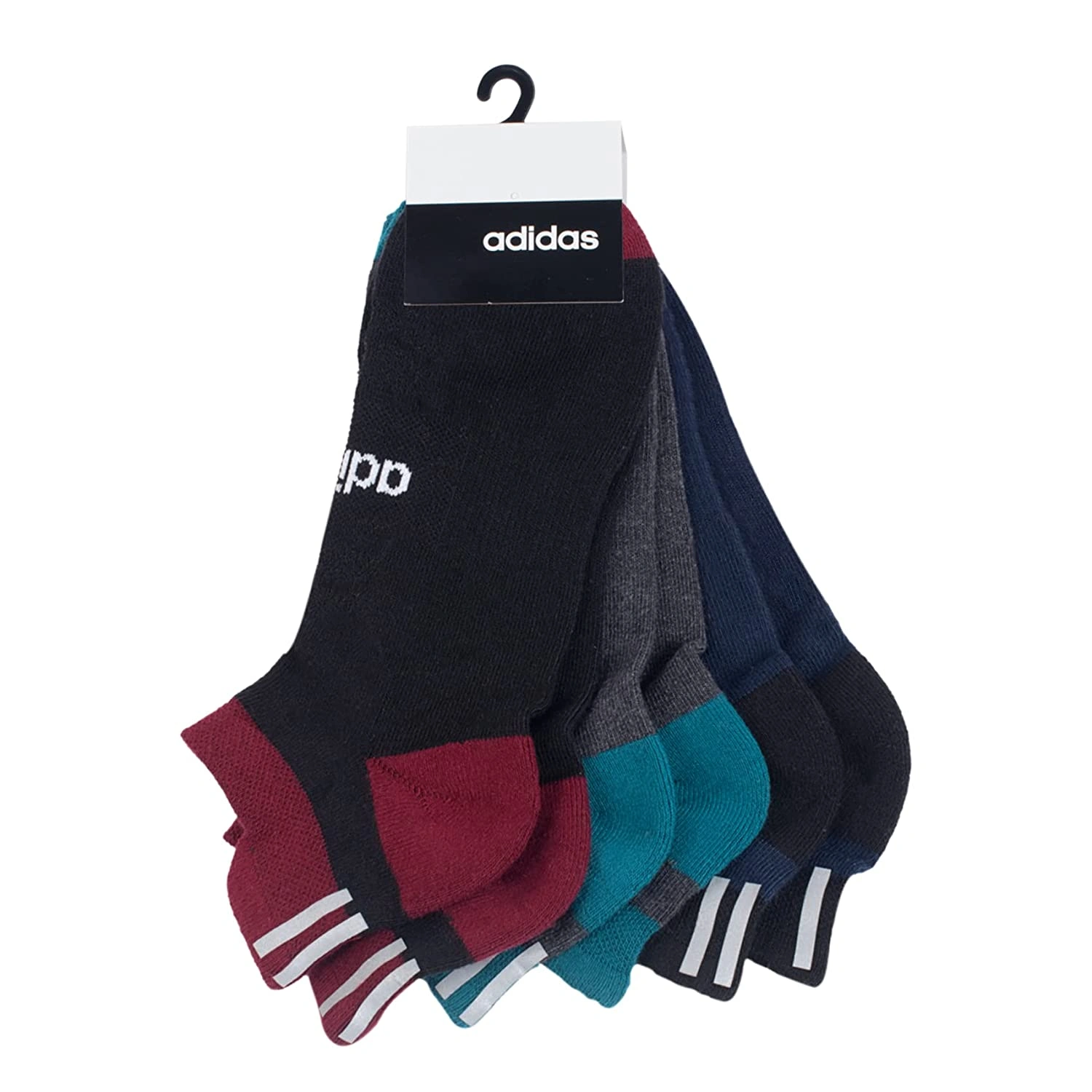 Adidas Original Heel &amp; Toe Cushion Low Cut Cotton Socks - 3 Pairs (6N): Breathable, Comfortable, and Stylish Everyday Socks-BLACK-ANTHRA--MEL-COL-NAVY-2