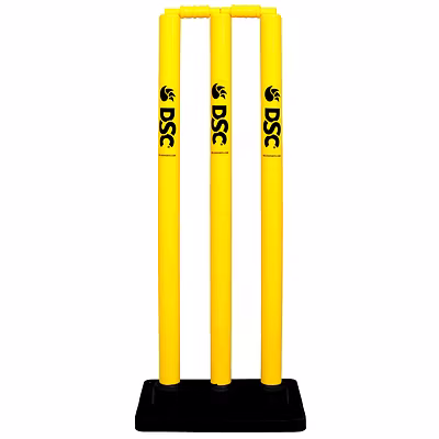 DSC Plastic Cricket Stumps Set with Rubber Base: Complete Set of 6 Stumps and 4 Balls for Club and Team Cricket Matches-1