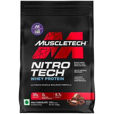 MuscleTech NitroTech Whey Protein, 4 kg (8.8 lb), Milk Chocolate