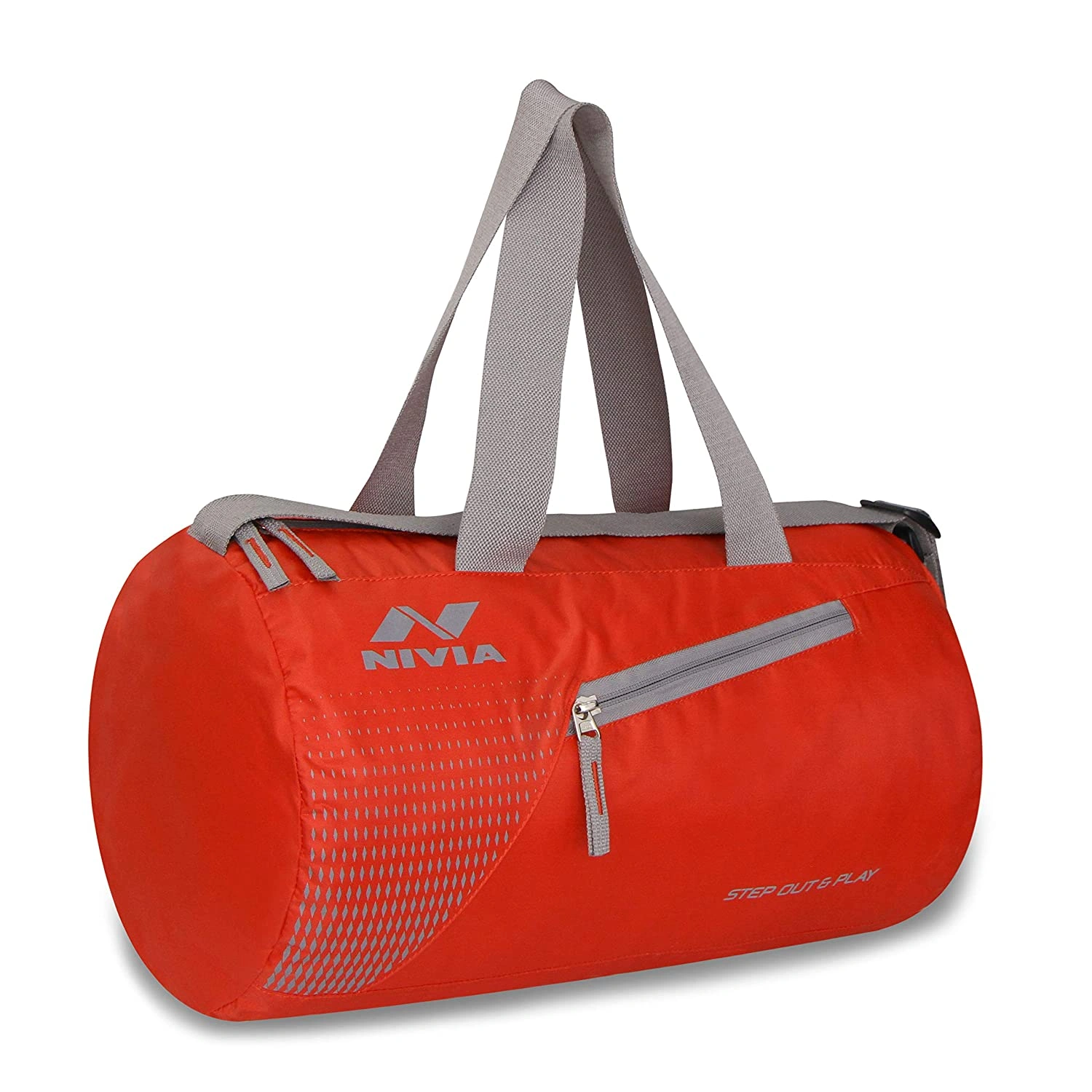 NIVIA Deflate Round 01 Polyester Gym Bag-RED/GREY-1
