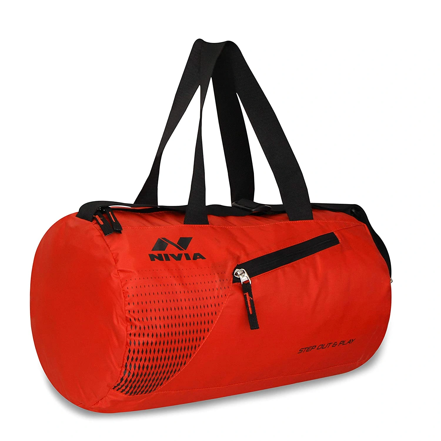 NIVIA Deflate Round 01 Polyester Gym Bag-RED BLACK-1