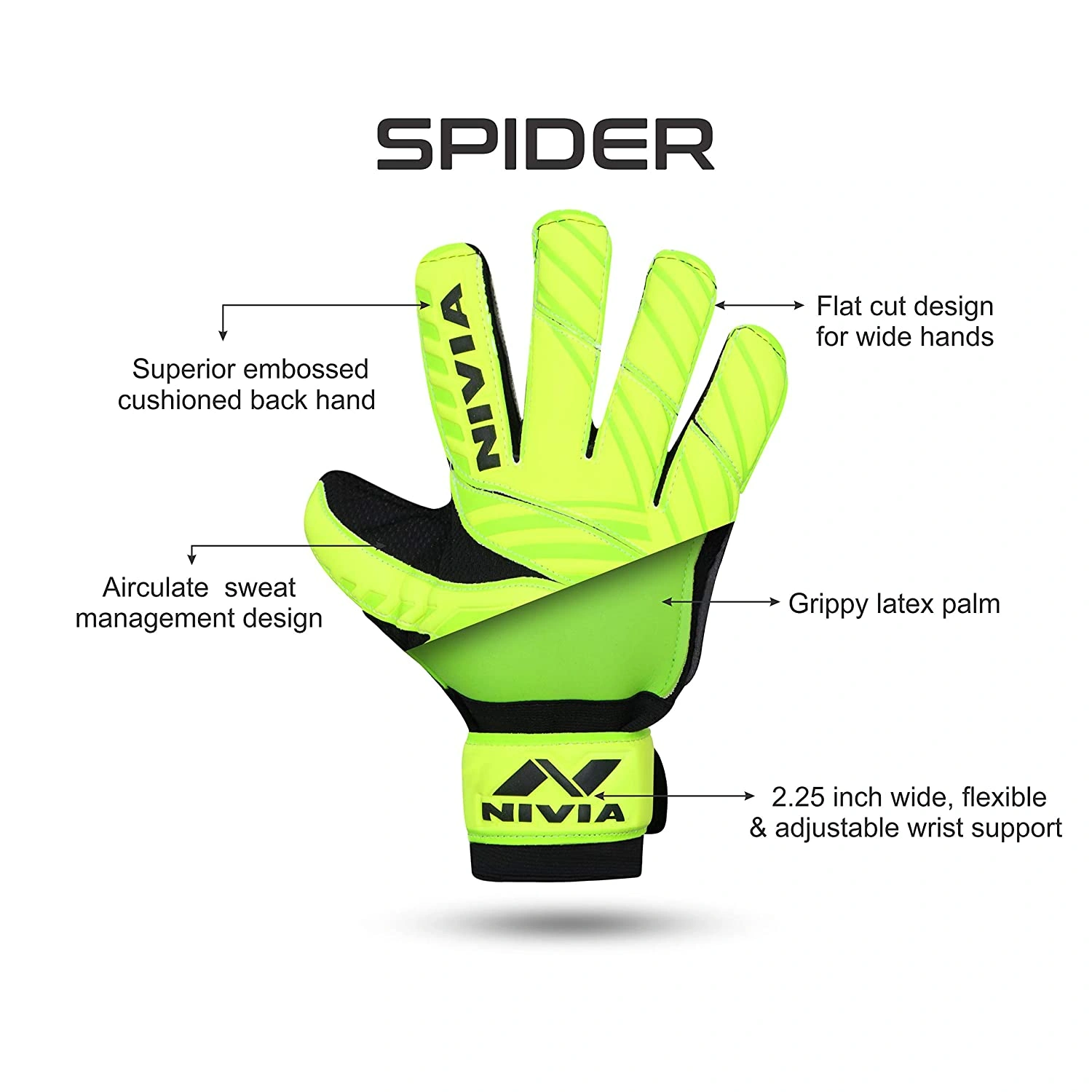 Nivia Ditmar Spider Goalkeeper Gloves-GREEN-M-5