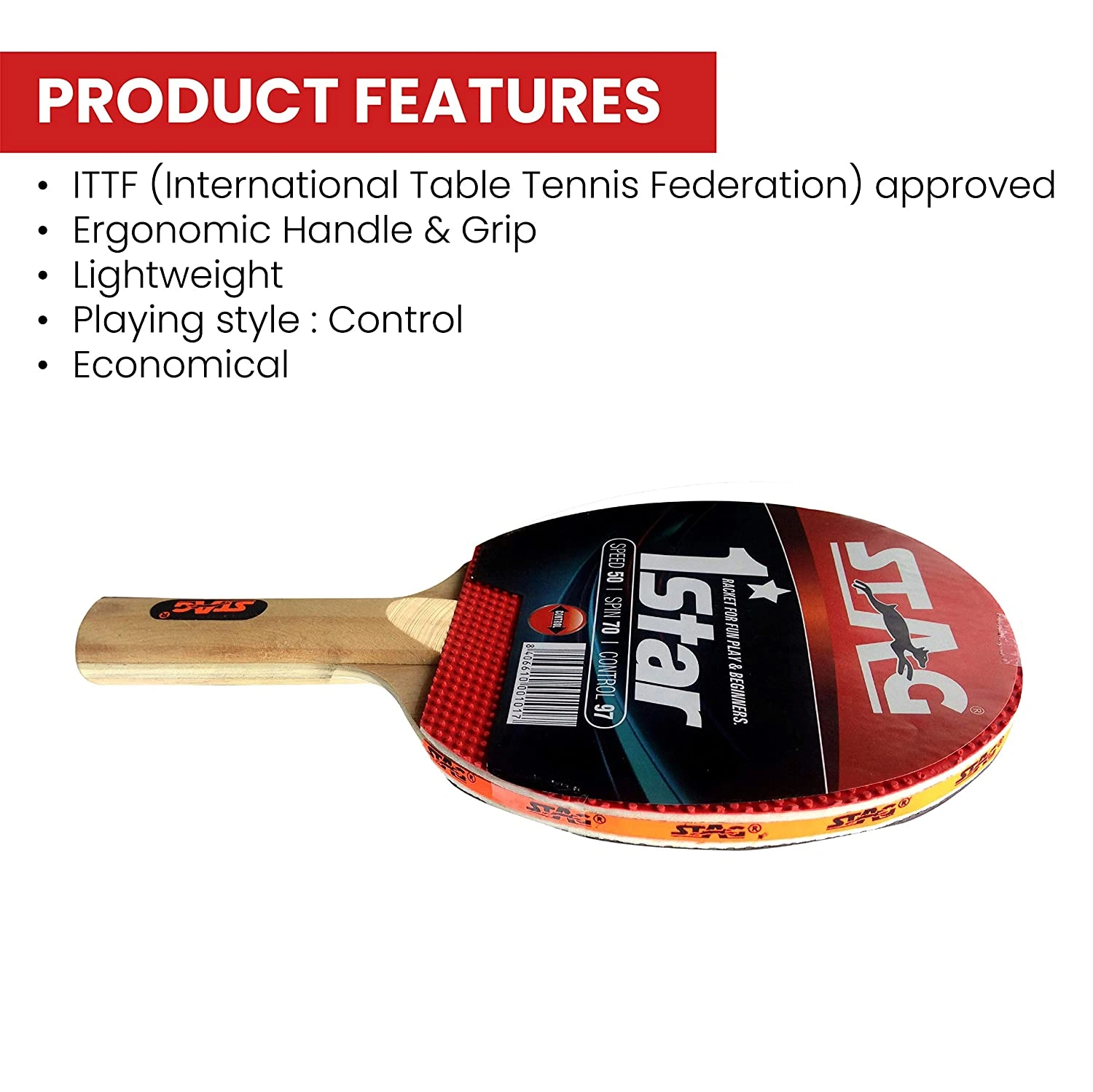 Stag 1 Star Table Tennis Racket-2