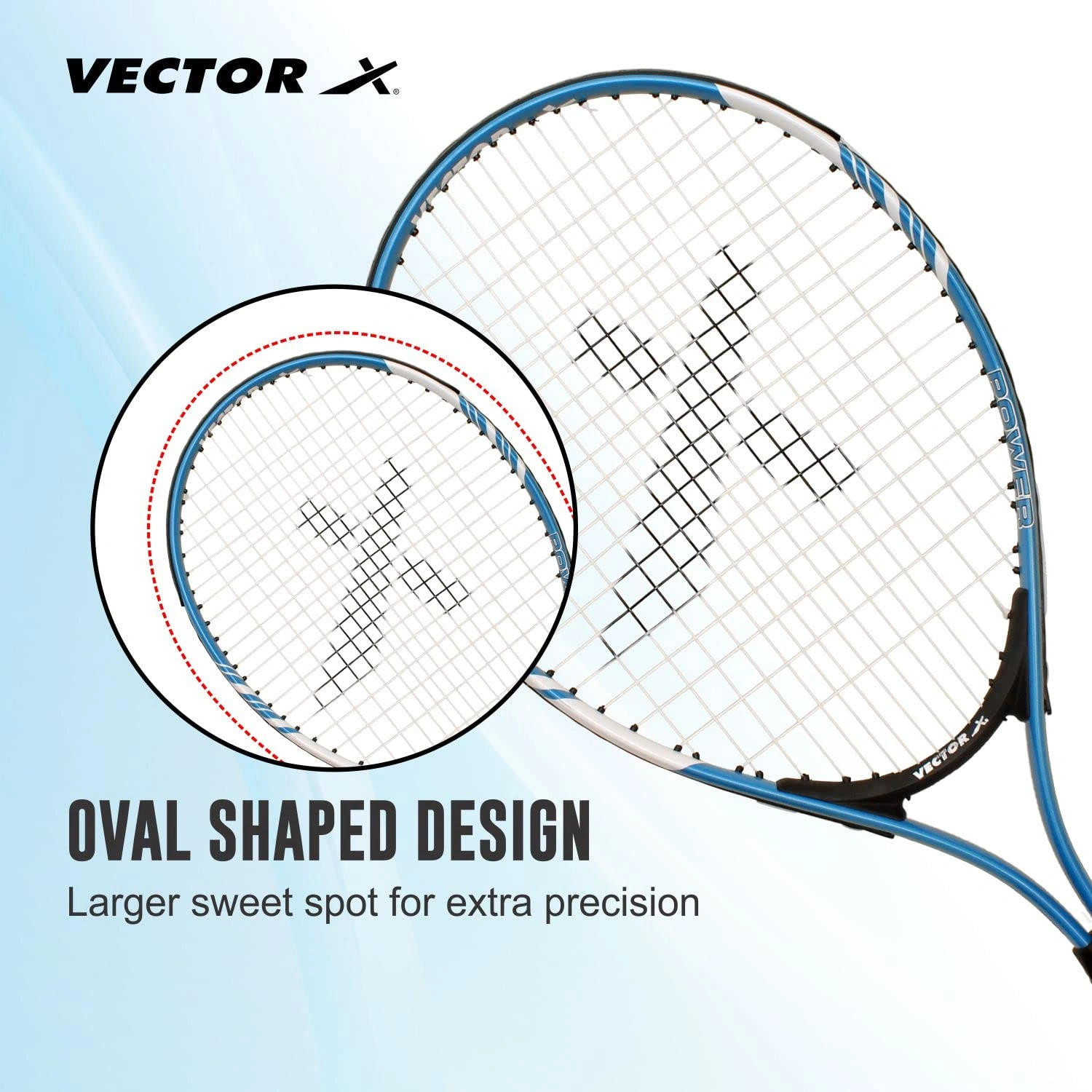 Vector X VXT 520 Strung Tennis Racquet-BLUE WHITE-23-5