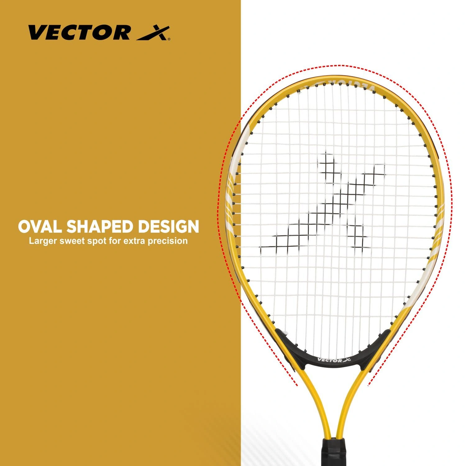 Vector X VXT 520 Strung Tennis Racquet-YELL/BLACK-21-1