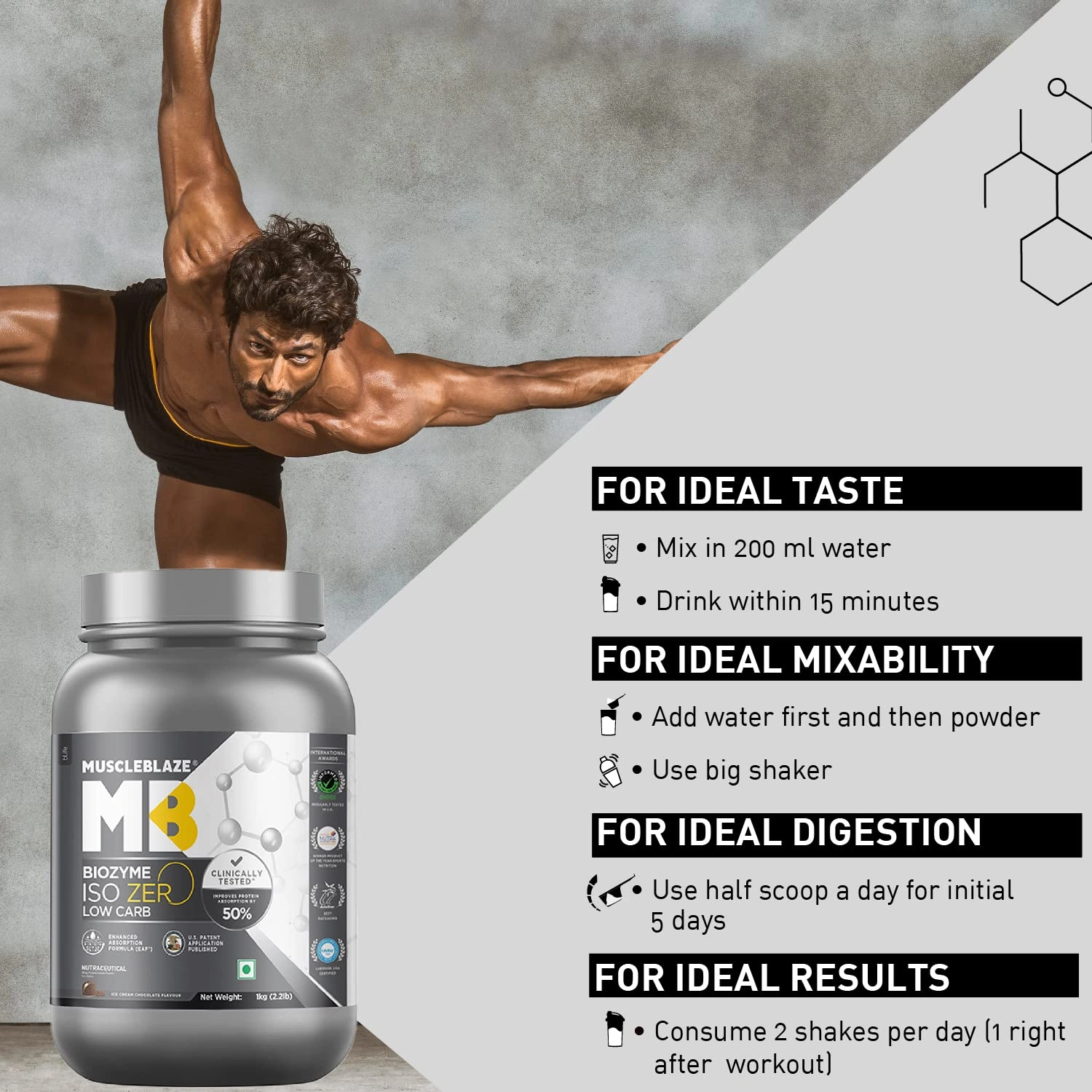 MuscleBlaze Biozyme Iso-Zero, Low Carb, 100% Pure Whey Protein Isolate-ICE CREAM CHOCOLATE-3