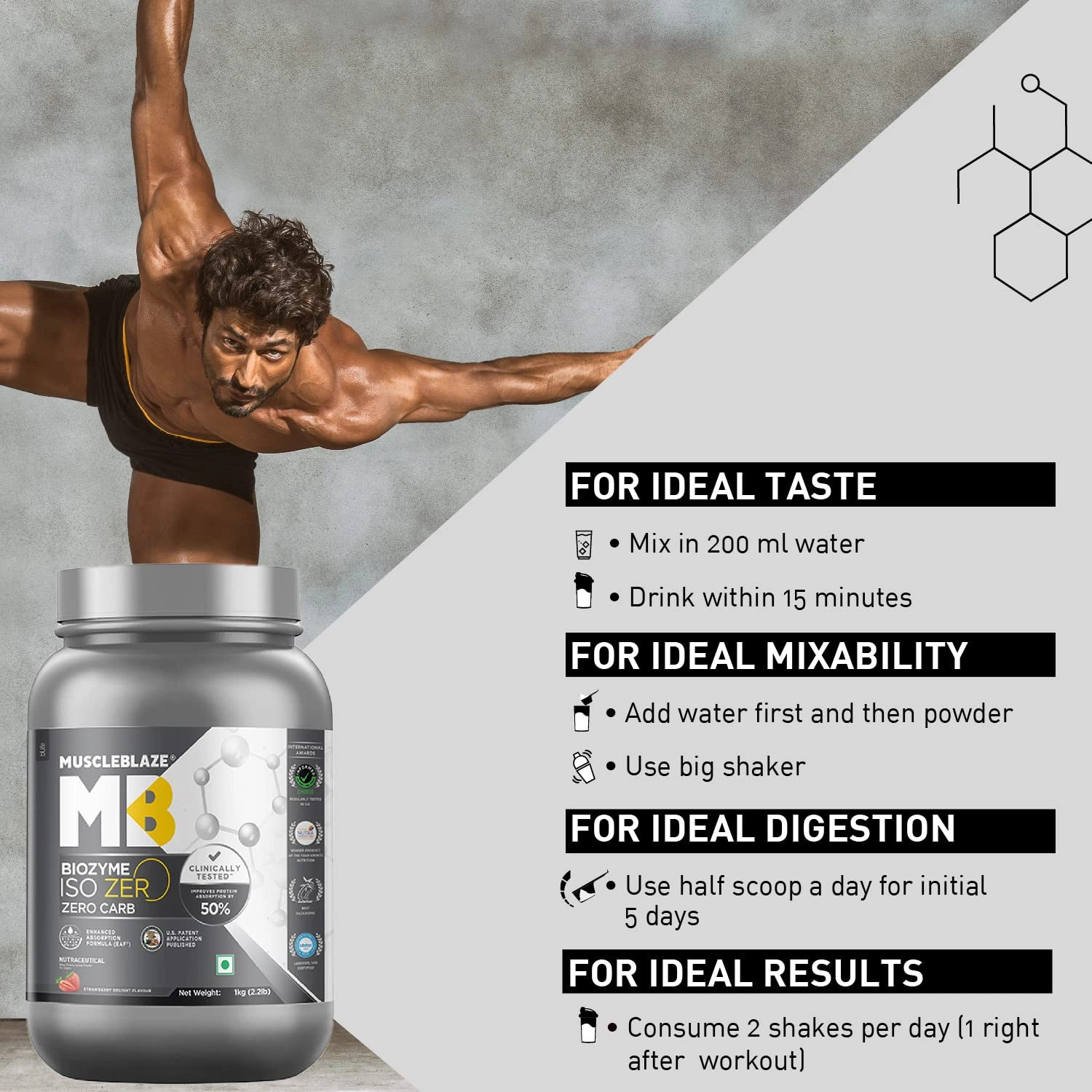 MuscleBlaze Biozyme Iso-Zero, Low Carb, 100% Pure Whey Protein Isolate-STRAWBERRY-3