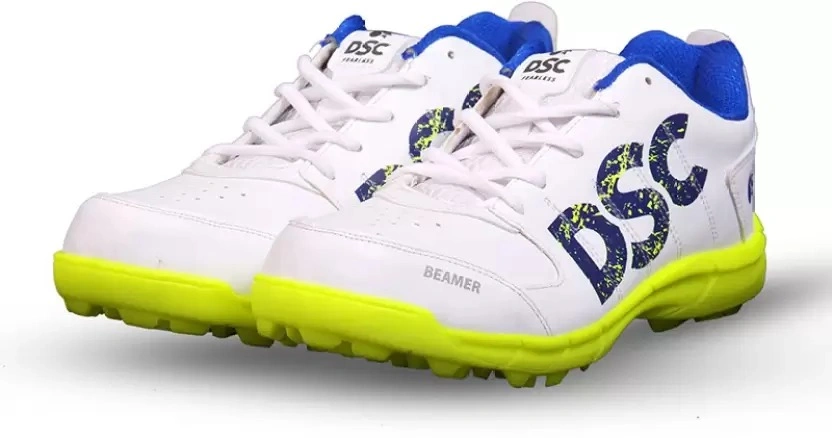 DSC Beamer Cricket Shoes for Men and Boys: Lightweight and Durable Cricket Shoes for Optimal Performance and Comfort-FLUORESCENT YELLOW WHITE-1-1 PAI-5