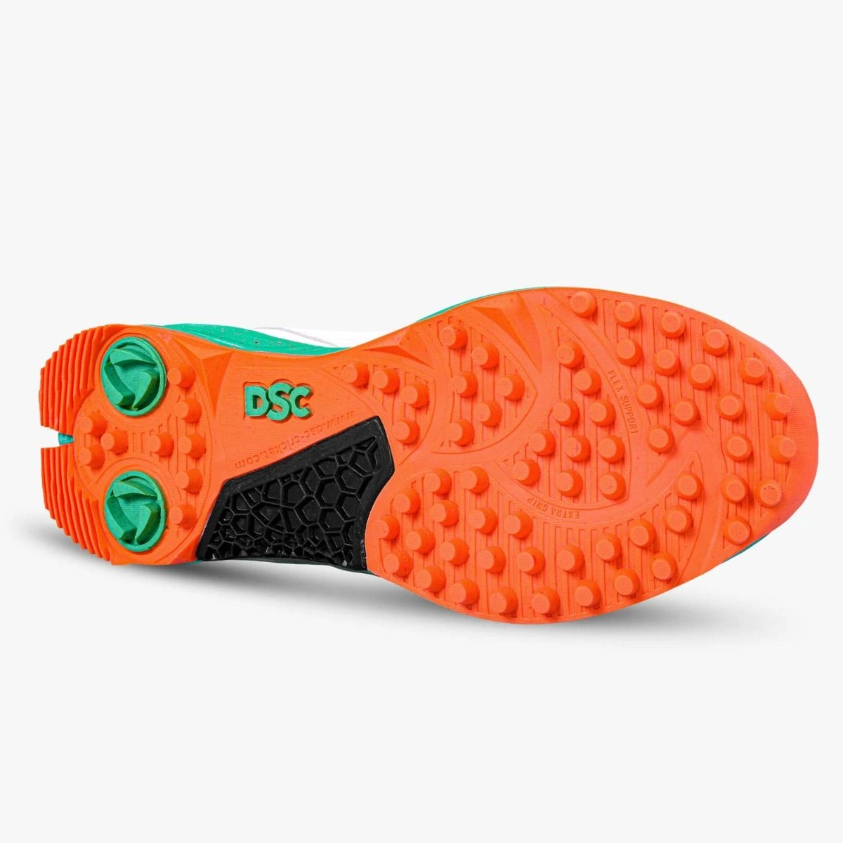 DSC Jaffa 22 Cricket Shoes for Men: Lightweight and Durable Cricket Shoes with Synthetic Leather Upper and Rubber Outsole-SEA GREEN/FL.ORANGE-8-5