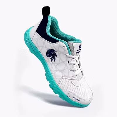 DSC Belter Men's Cricket Shoes: Lightweight and Durable Cricket Shoes for Optimal Performance on the Field-SEA GREEN/WHITE-7-5