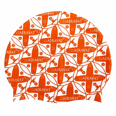 Airavat Extra Long Swimming Cap, Assorted Color-WHITE/ORANGE-SR-1