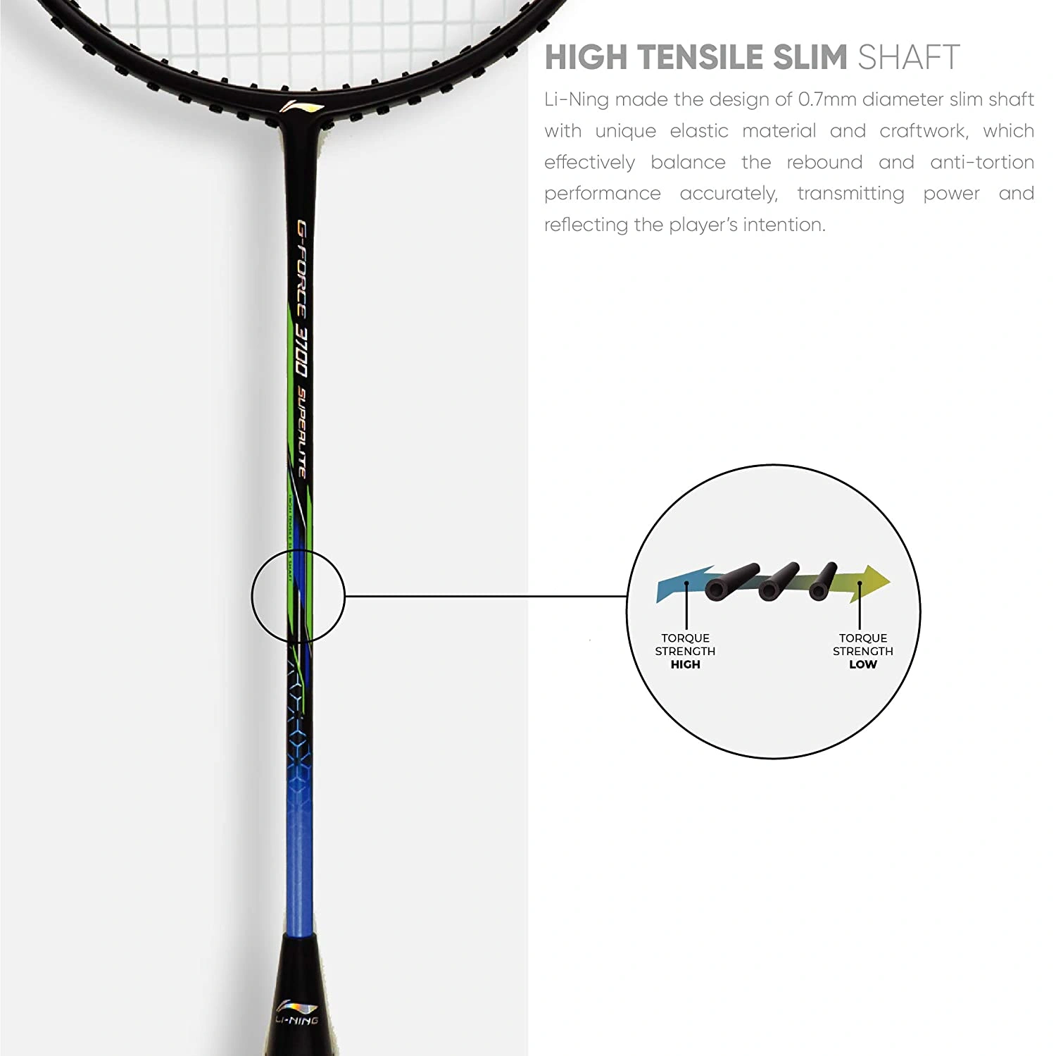 LI-NING G-Force Superlite 3700 Carbon-Fiber Badminton Racquet-BLACK/AMBER-FS-3