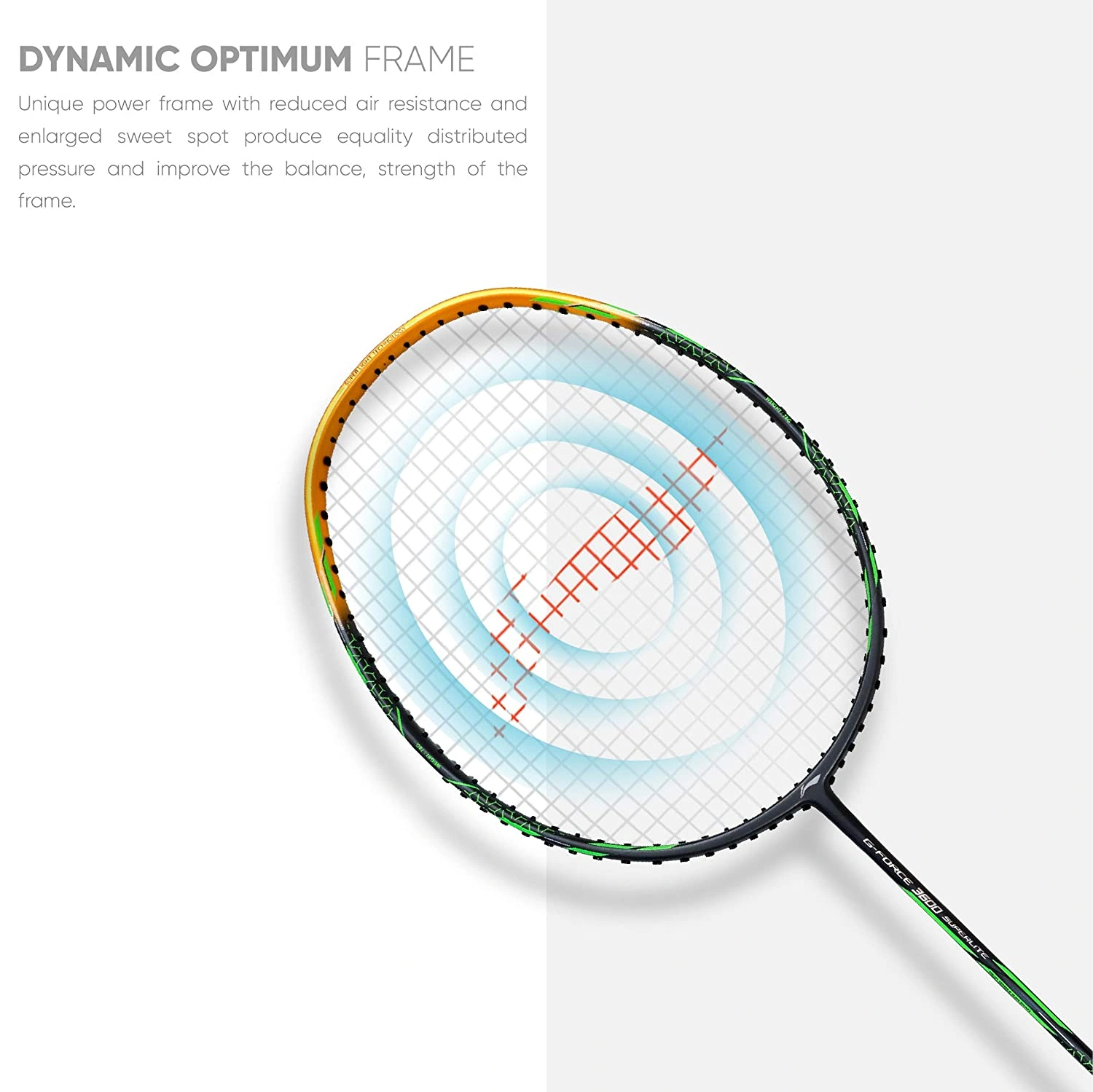 Li-Ning G-Force 3600 Superlite Unstrung Badminton Racquet-DARK/GREY/GOLD-FS-5