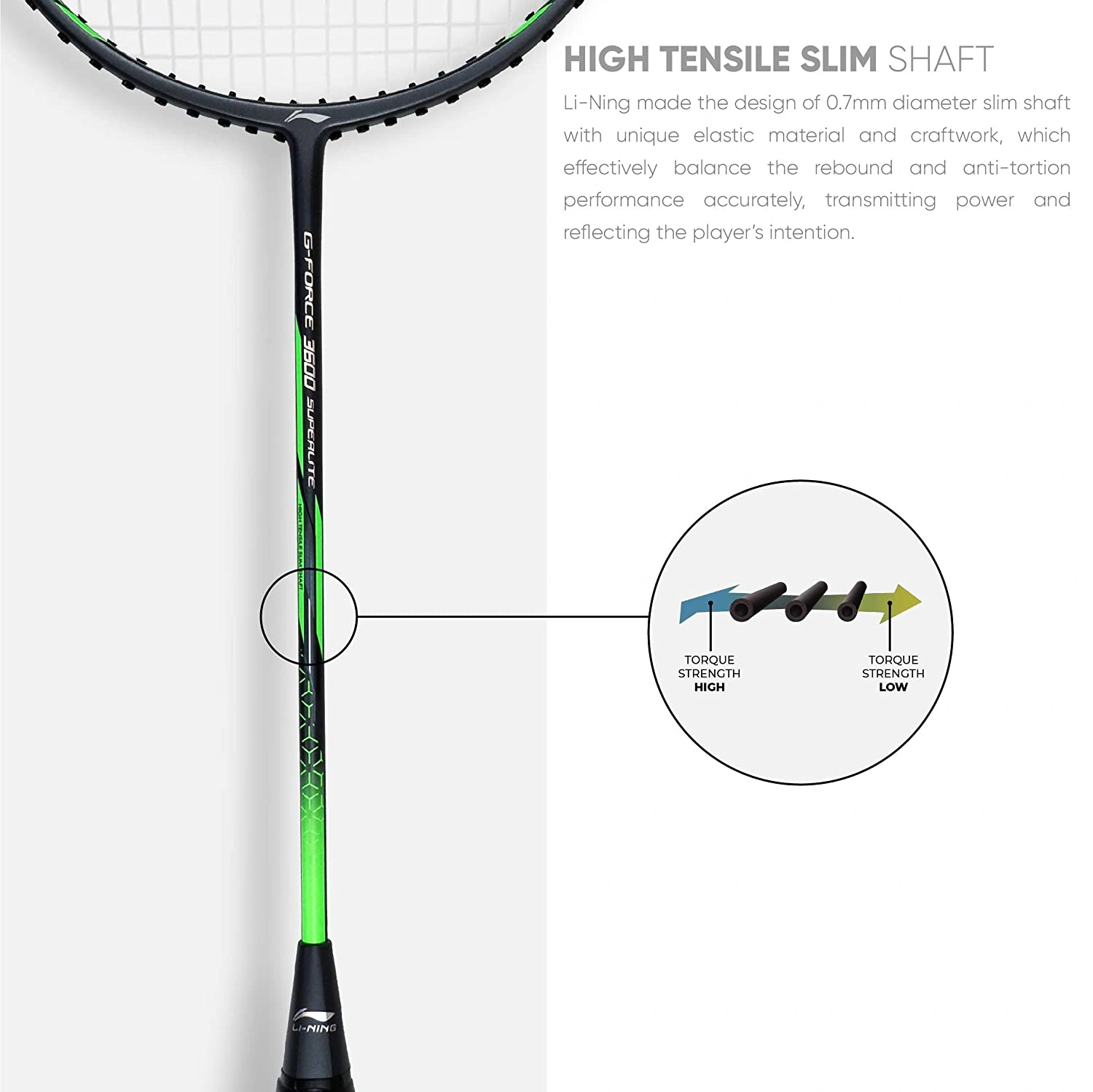 Li-Ning G-Force 3600 Superlite Unstrung Badminton Racquet-DARK/GREY/GOLD-FS-3