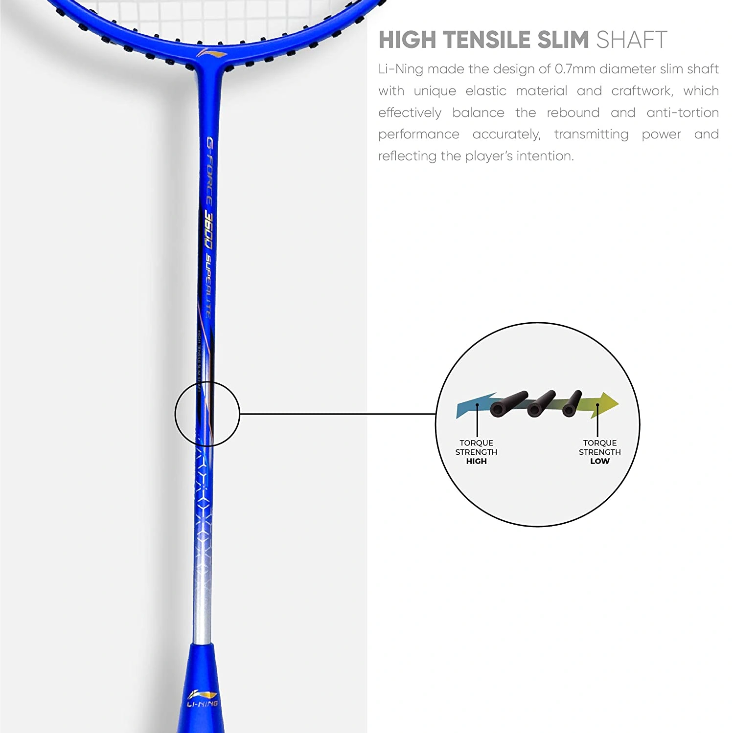 Li-Ning G-Force 3600 Superlite Unstrung Badminton Racquet-BLUE YELLOW-FS-3