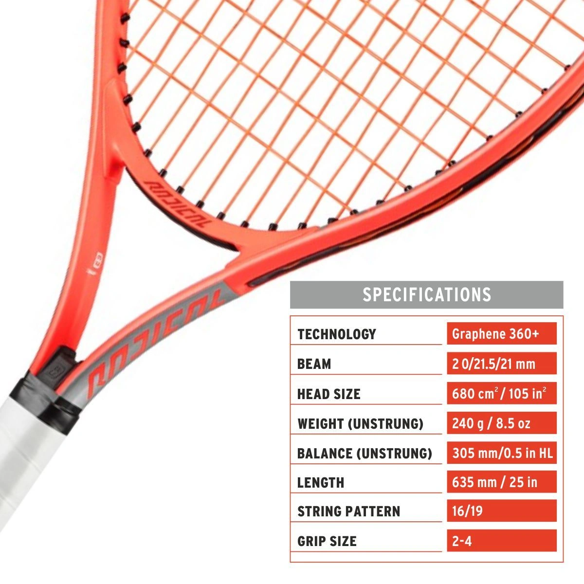 HEAD RADICAL JR LAWN TENNIS RACQUETS-ORANGE-25-2