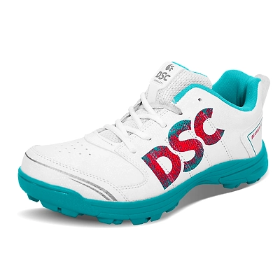 DSC Beamer X Cricket Shoes: Durable and Comfortable Cricket Shoes for Armature and Recreational Players-DARK CYAN/WHITE-10-1