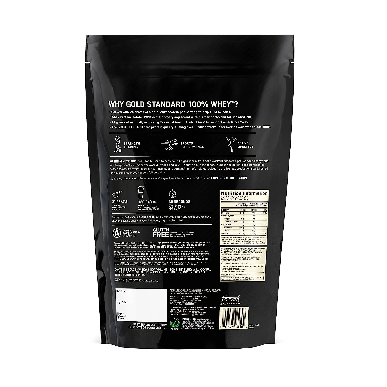 Optimum Nutrition (ON) Gold Standard 100% Whey Protein-VANILLA ICE CREAM-1 Lbs-1