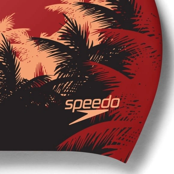 SPEEDO 81130614615 Printed Long Hair Women Swim Cap-BLACK/RED-SR-2