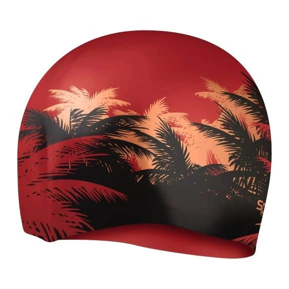 SPEEDO 81130614615 Printed Long Hair Women Swim Cap-BLACK/RED-SR-3