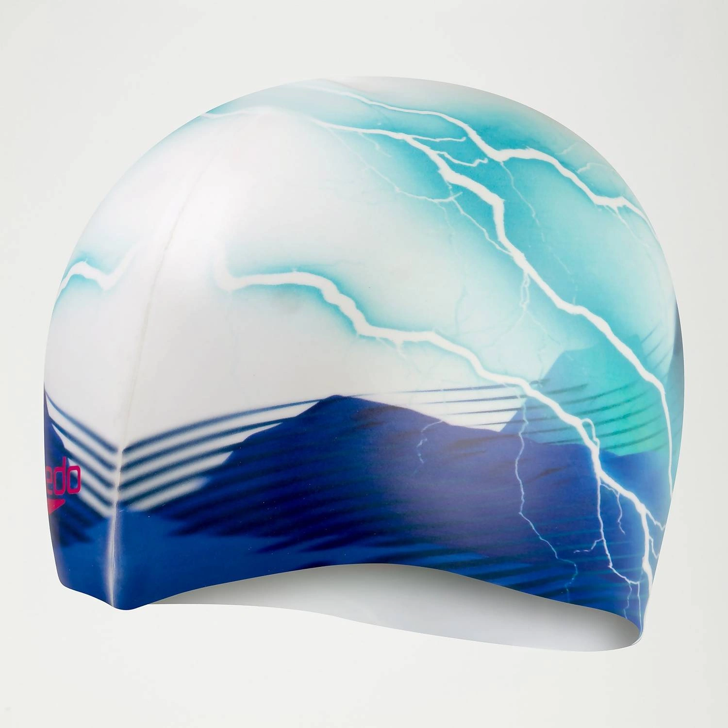 Speedo 81352414648 Adult Printed Swim Cap-WHITE/BLUE-SR-2